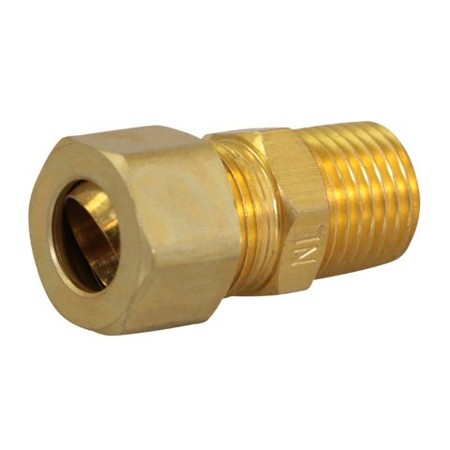EVERFLOW 3/8" O.D. COMP x 1/4" MIP Reducing Adapter Pipe Fitting, Lead Free Brass C68R-3814-NL